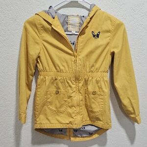 Gymboree Yellow Mustard Kids Raincoat Jacket with Hood 7 - 8 Puppy Design
